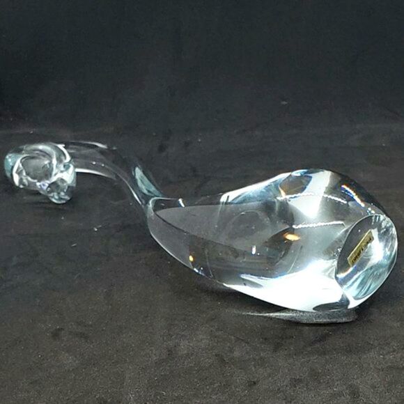 Vintage MCM Clear Art Glass Swan Paperweight or Figurine - Picture 4 of 13